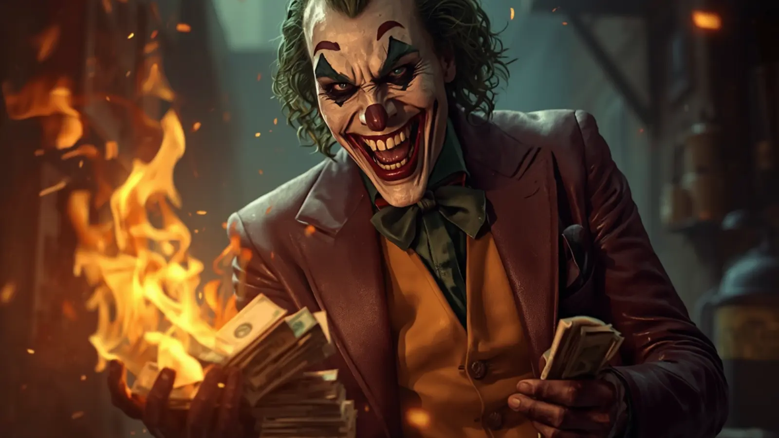 joker burns the money